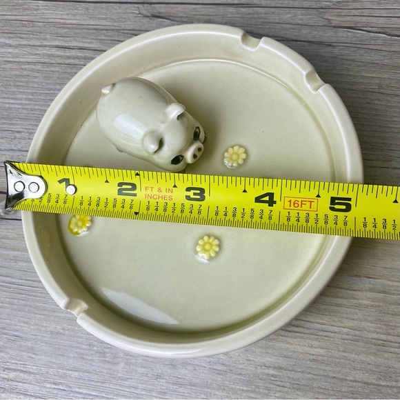 Vintage Otagiri PIG & DAISY Ashtray 1980 Hand-painted - Picture 8 of 8